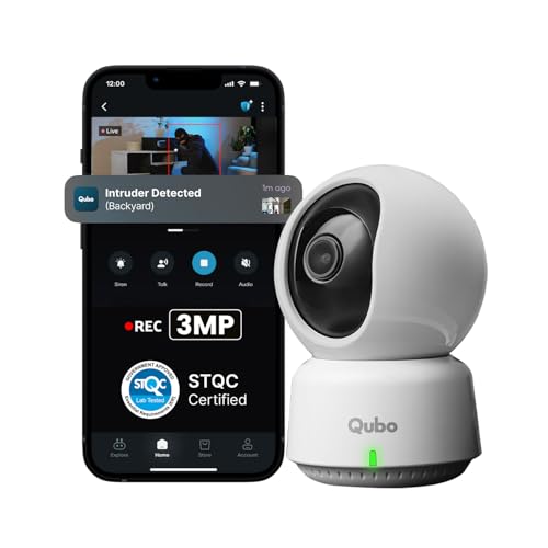 Qubo Smart 360° 3MP [2K] CCTV Camera | Wi-Fi Indoor Home Security...