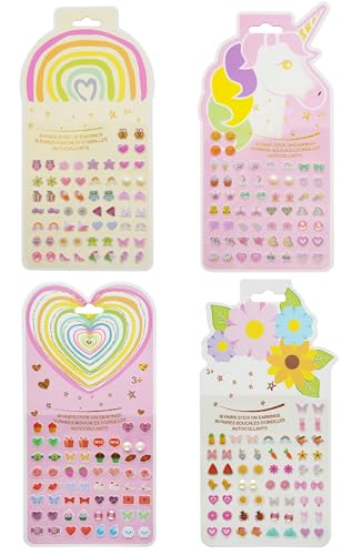 Image of Stick On Earrings - Girls 3D Unicorn Sticker Earrings Self-Adhesive Craft Gem Stickers (Multistyle Theme Sets-02)