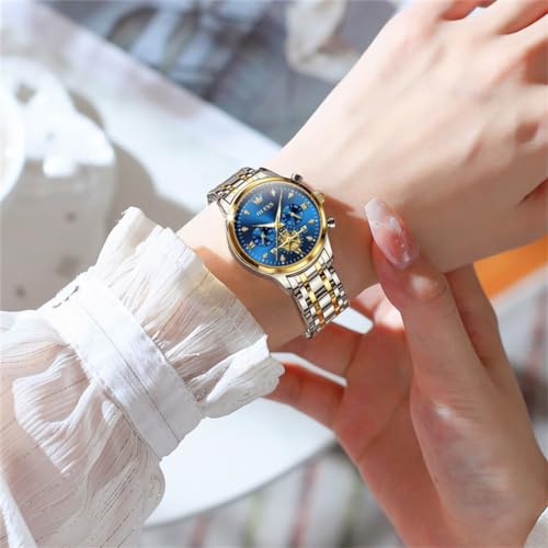 Elegant OLEVS Women’s Blue Dress Watch – Stainless Steel Analog Quartz, Business & Casual Waterproof Timepiece - Image 9