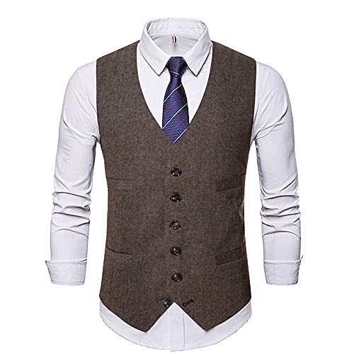 ADDZYY Herren Weste V-Ausschnit Vintage Kurzweste Slim fit Sweatweste Anzugweste Basic Mode Businessweste Anzug Herren V-Ausschnitt Anzugwesten Mode Formale Slim Fit Business Kleid Weste Cover