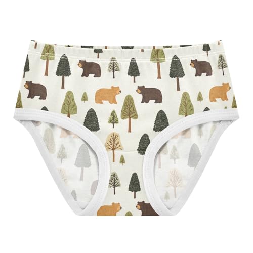 ZZKKO Forest Tree Brown Bear Girls Underwear Toddler Panties for Girls Comfort Brief Size 2T-8Y