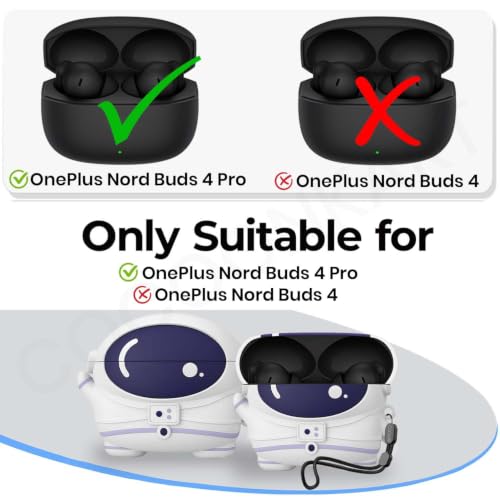 Image of Cartoon Silicone Case Cover Compatible for OnePlus Nord Buds 4 Pro (Astronaut + Lanyard)