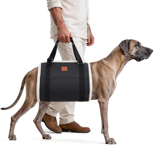 Image of Adjustable Dog Lift Harness Dog Sling for Large Dogs Hind Leg Support Soft Lift Support and Rehab Harness for Weak Rear Legs, Helps Senior, Injured, Disabled, After ACL Surgery Dogs (Black, XX-Large)