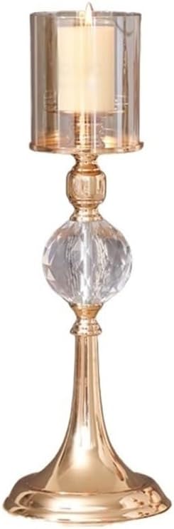 Candle Holders Light Luxury Metal Glass Tall Candlestick Candlelight Dinner Decoration Ornaments for Decoration(Small)