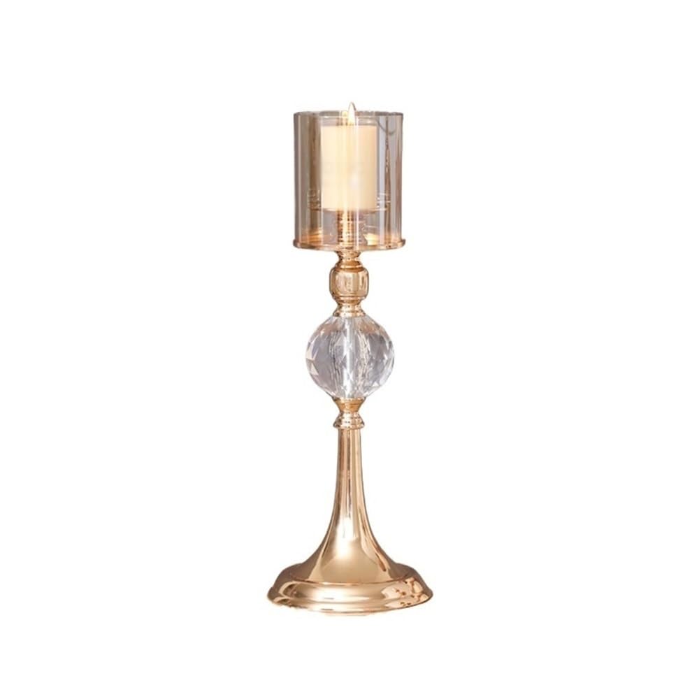 Candlelight Stand Light Luxury Metal Glass Tall Candlestick Candlelight Dinner Decoration Ornaments Candle Sticks Holder(Large)