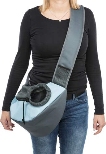 Trixie: - Sling Front Bag Carrier | Travel Bag for Dogs and Cats | Made Polyester, Ideal for Long Walks, Journeys and Trekking | Can Hold Upto 5 Kg 50 ? 25 ? 18 cm, Light Grey