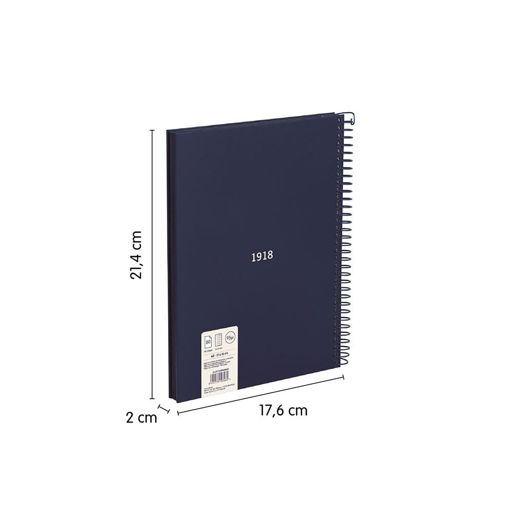 MILAN® A5 Hardcover Notebook 5x5mm Squared 80 Sheets 95gsm Collection 430 Blue - Image 3
