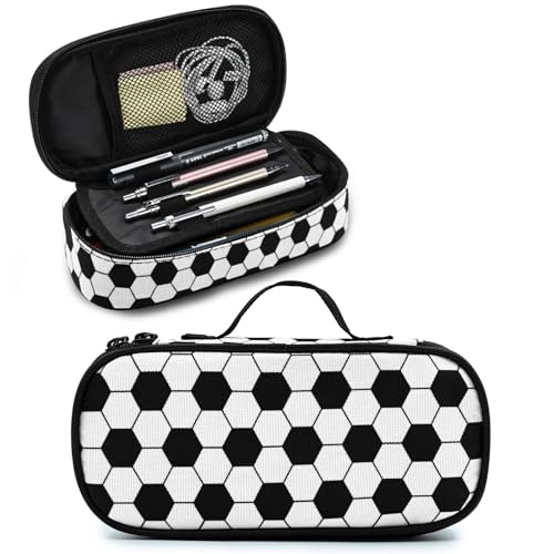 sunwarshile Football Soccer Pencil Case Zippered Pencil Box Multi Compartment Pen Pouch Holder for Boys Girls School Office