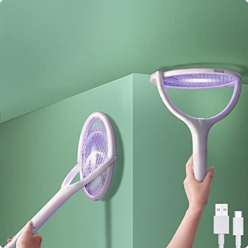 2-Pack Rotating Head Rechargeable Electric Fly Swatter Electric Fly Swatter Racket Bug Zapper Racket Mosquito Zapper Bug Zapper Indoor Fruit Fly Zapper Racket Spider Killer Gnat Trap Wasp Catcher