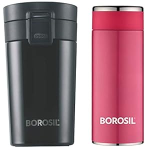 Borosil Vacuum Insulated Hydra Coffeemate Stainless Steel Travel Mug – Spill Proof – hot and Cold + Borosil Stainless…