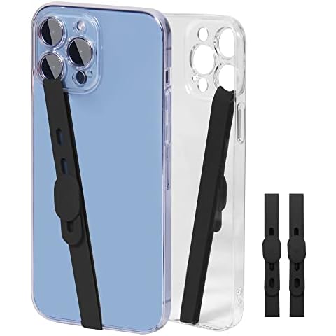 Welohas Elastic Silicone Phone Strap,Adjustable Length Phone Grip,Finger Hand Holder for Cell Phone Back,Comfortable Soft Stretching Phone Loop Lanyard,Suitable for 4.7"- 6.7" Most Phone Case 2 Black Cover