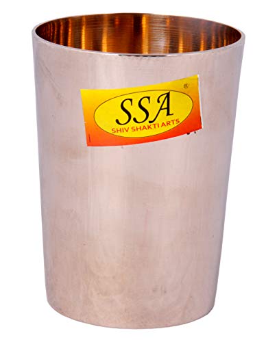 Shiv Shakti Arts® Pure Bronze Kansa Tumbler Glass for Drinking Serving Water, (Kansi, Luxury Design Vol - 300 ML) - 1 Piece