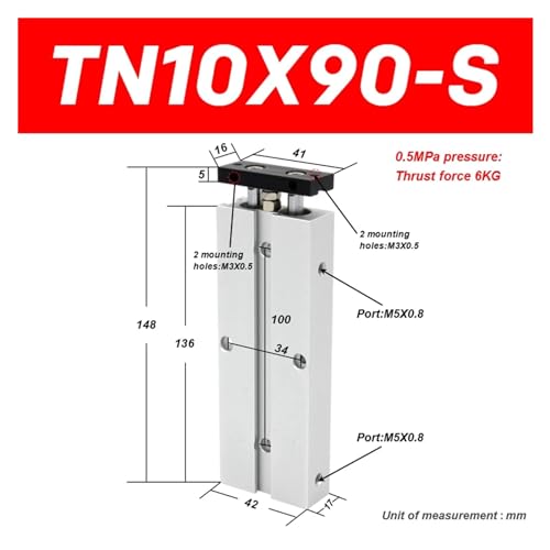Vérin TN10X50S double action pour stopper les déviations de guidage - 3