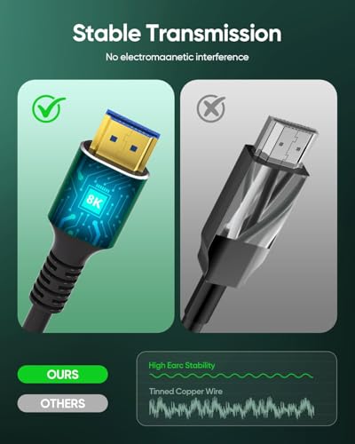 Image of 8K HDMI Cable 48Gbps Ultra High Speed 2.1 HDMI Cable Cord-4K@120Hz 8K@60Hz, DTS:X, HDCP 2.2 & 2.3, HDR 10 Compatible with Roku TV /PS5 /HDTV /Blu-ray (1.5 meter)