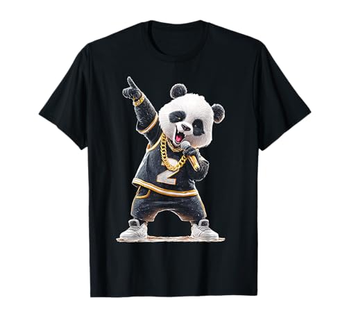 Panda sostiene micrófono cantando baile animal gráfico panda Camiseta