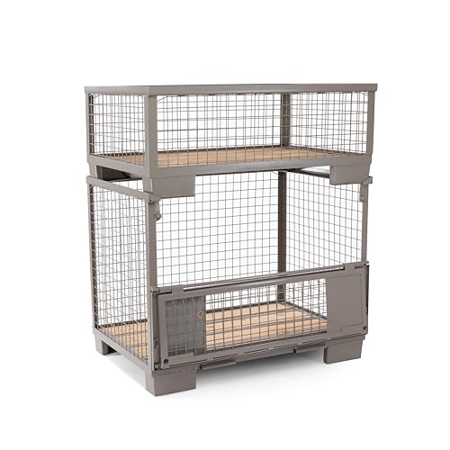 HEMMDAL Industrie-Gitterbox mit 4 festen Wänden | 1.500 kg Tragkraft | HxBxT 50 x 124 x 83,5 cm | Grau | 5 x 5 cm Maschenweite | aus Stahl | niedrige Bauart | stapelbar | Gitterbehälter