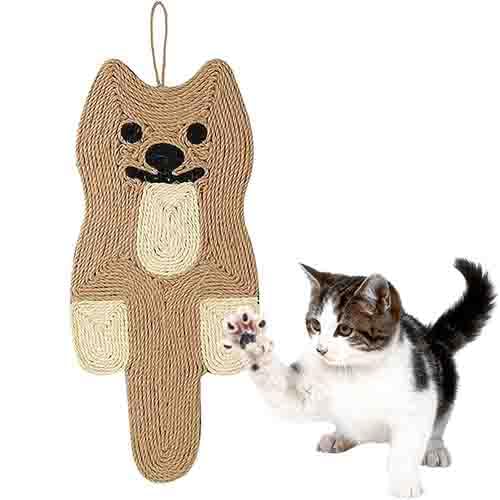 Cat Scratcher Mat, Natural Sisal Squirrel Shape Cat Scratch Mats, Anti-Slip Cat Scratching Pads Toy for Indoor Cats, Horizontal Floor Cat Scratching Pads Rug