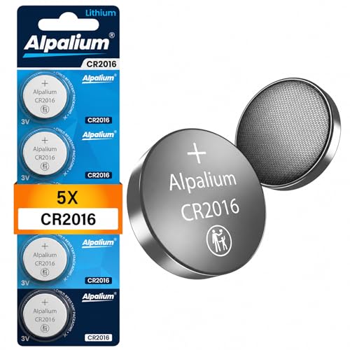 CR2016 Batterie Knopfzelle 5er Pack 3V Alpalium Hohe Leistung für Fernbedienungen Schlüsselanhänger CPUs tragbare und medizinische Geräte CR 2016 Premium Qualität & Lange Lagerfähigkeit