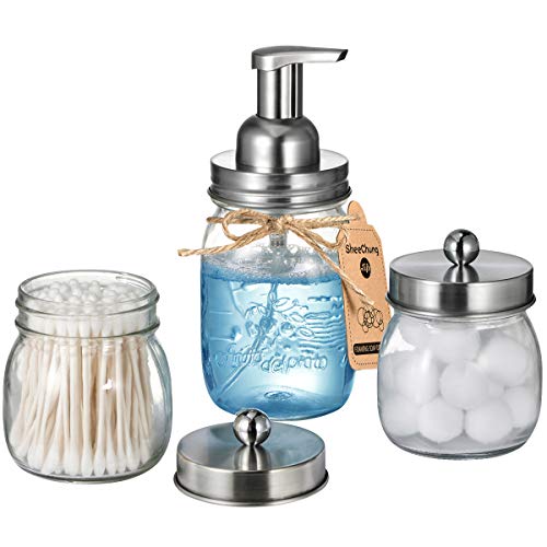 image for SheeChung Mason Jar Bathroom Accessories Set - Includes Mason Jar Foam