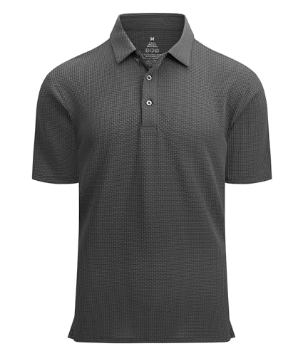 Alex Vando Mens Bubble Jacquard Polo Shirt Super Stretch Short Sleeve Polo Shirts for Men