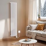 KOMORE 1000W Oil Filled Radiator, 6 Fins Single Panel Electric Heater, Wall Mounted Electric Radiators, WiFi App Control, 3 Modes, 7d/24h Timer, Child Lock, Adjustable Thermostat, 160 * 35cm, White