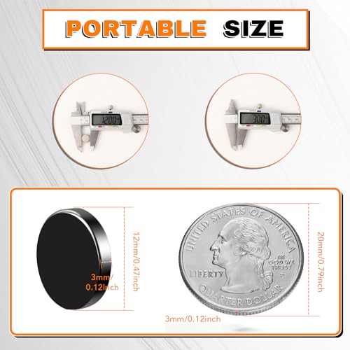 Image of 60PCS Small Magnets, 12x3mm Black Strong Magnets Rare Earth Magnets Tiny Neodymium Disc Magnet Mini Magnet for Crafts, DIY, Kitchen, Whiteboard, Office