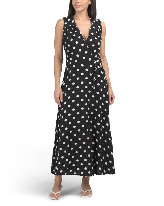 Women's Polka Dot Faux Wrap Maxi Dress Size 8