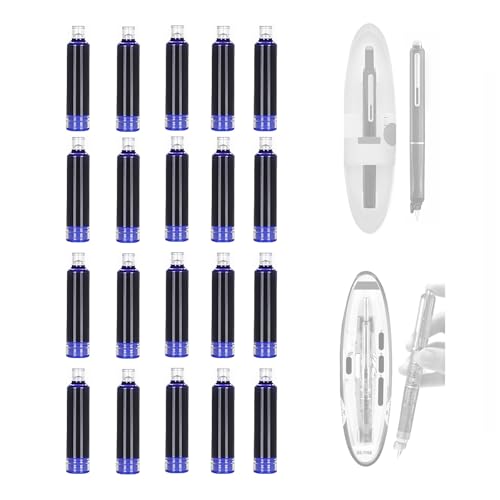 lmoikesz 20 cartuchos de tinta DS 1784 para pluma estilográfica retráctil, recargables, suaves y fáciles de reemplazar, de secado rápido, compatibles con bolígrafo DS 7158/DS 784, color azul borrable