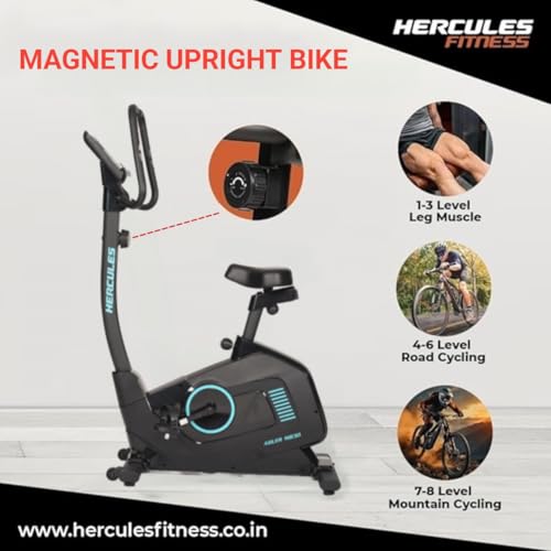 Image of Hercules Fitness Adler MB30 upright Bike | Indoor bike Exercise Cycle for home use | Magnetic Resistance |Heart rate sensor |Home Gym Equipment | Cardio Gym