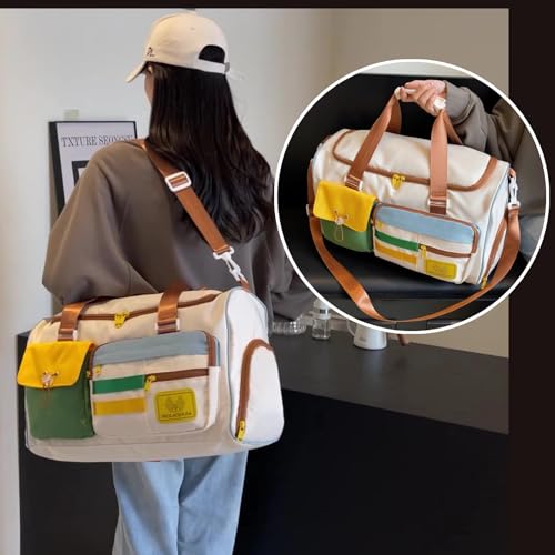 Gym Bag Travel Duffel Carry On Bag for Women Sports Waterproof Lightweight with Shoe Compartment Large Tote Bag (Brown)4