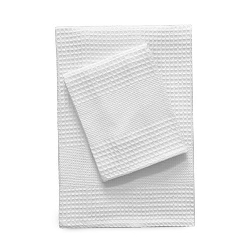 Morbidissimi Set asciugamani nido d‘ape 1+1 Puro cotone S274 BIANCO