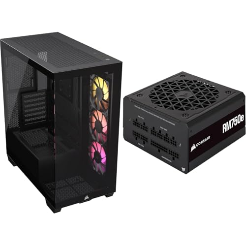 Image of CORSAIR 3500X ARGB Mid-Tower ATX PC Case + CORSAIR RM750e Fully Modular ATX Power Supply - Black