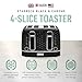Haden Starbeck 4 Slice Wide Slot Stainless Steel Toaster with Adjustable Browning Control & Non-Slip Feet, Black & Chrome