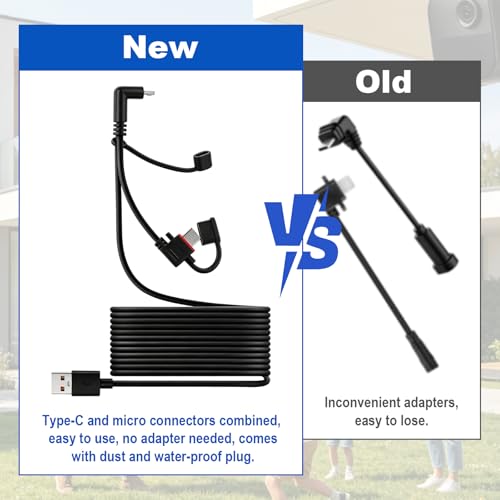 Cable de alimentación 2 en 1 para Blink Outdoor 4 y XT2, carga impermeable de 4 metros, 2 uds 5