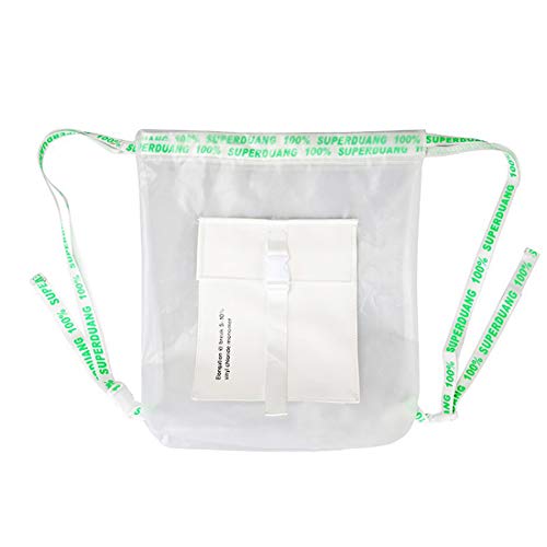 Clear Drawstring Backpack Sports Gym Bag For Women Men With Pockets Durable Transparent