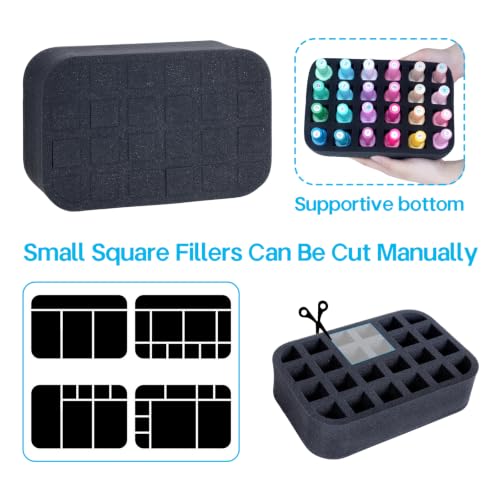 Image of Nail Polish Organizer Holder Foam Pad with Slots Store 24 Bottles | Foam Organizer Insert Suit for (15ml /0.5fl.oz) Nail Polish or Essential Oil Tray for Drawers