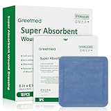 Super Absorbent Wound Dressing Pads Size 6"x 6" 10 Individual Pack Soft Highly Absorbent Dressing Non Stick Gauze Pads for Heavily Exuding Wound Care Reduce Leakage and Skin Maceration