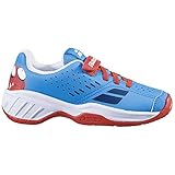 Babolat Unisex-Kinder Pulsion All Court Kid Tennisschuhe, Tomato Red/Blue Aster, 28 EU