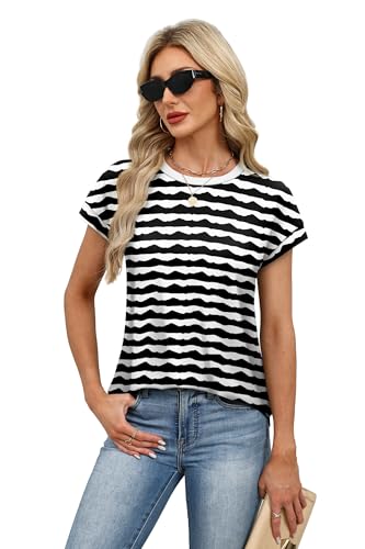 Image of Alaroo Womens Summer Tops Short Sleeve Shirts Crew Neck Tshirt Cute Trendy Tunic Blouses (S-3XL)