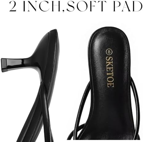 SKETOE Kitten Heels for Women Strappy Flip Flop Heeled Sandals Fashion Women's Dressy 2 Inch Square Open Toe Heels for Party & Wedding — view 4