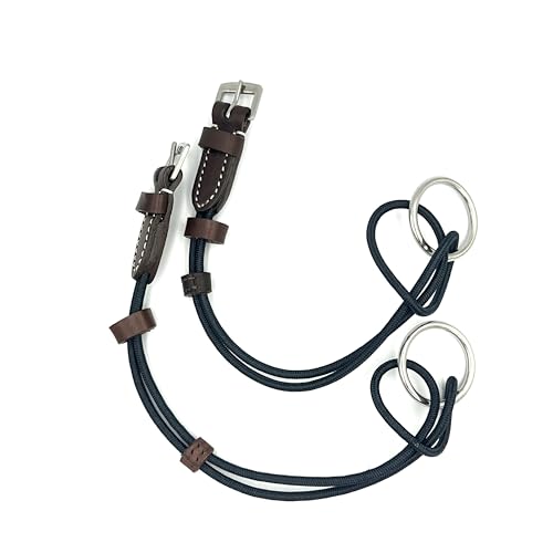 Equine Smile ES3011 Backenstücke für Aufziehtrensen Gag Straps Aufziehbackenstücke 35 cm (Braun Leder/Schwarz Nylon)