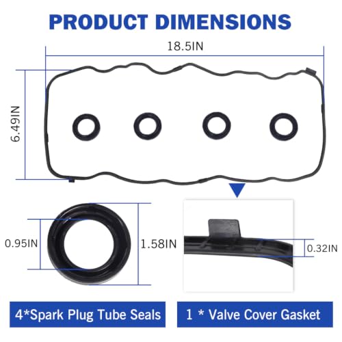 Image of VS50741R Engine Valve Cover Gasket Set for Honda Civic Honda HR-V 1.8L L4 2006 2007 2008 2009 2010 2011 2012 2013 2014 2015 2016 2017, for Acura ILX 2.0L 16V 2013-2015, Replace 12341RNAA01 VS50741R