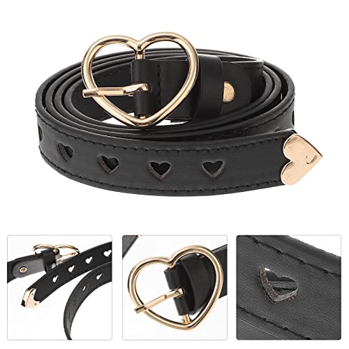 LUOZZY Women Leather Belt Rivet Waist Belt for Dresses Jeans Pants Fashion Waist Belt with Heart-shaped Buckle for Women Girls, Gold - 100cm/39.3inch3