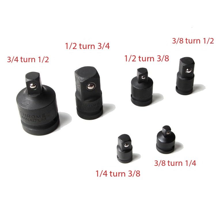 6 szt. kompletny zestaw pneumatycznych adapterów do konwersji gniazd – przejścia od 1/2 do 3/4, przejścia 3/8 do 1/4, idealne do gniazd elektrycznych, kluczy udarowych i ogólnego użytku