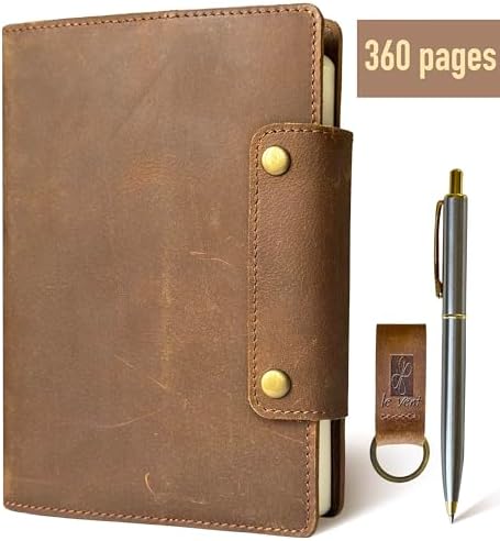 Albero A5 Genuine Leather Journal Refillable – 5x8 Notebook Cover...