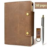Albero Refillable Genuine Leather Journal with Spiral Bound Lined Notebook, A5 8.6x6.6 Inches, Brown Vintage Diary, Lay Flat 240 Pages for Travelers, Business and Writing