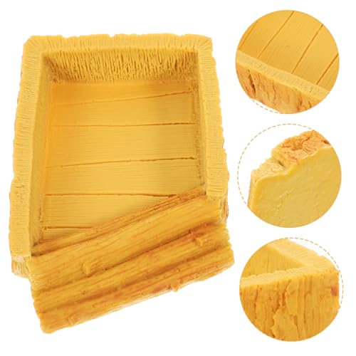 CVUTOVO 爬虫類用フードボウル 水盆 小型ペット 餌と水用 亀トカゲ デコレーション付き耐熱樹脂製