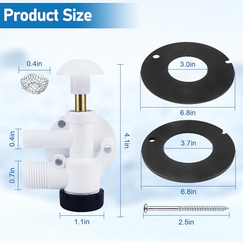 Image of 385314349 RV Toilet Water Valve Assembly Kit - Fit for Camper Trailer RV Toilet Spare Parts - Toilet Rubber Seal 385311462 Compatible with Sealand EcoVac Vacuflush Pedal Flush Toilets