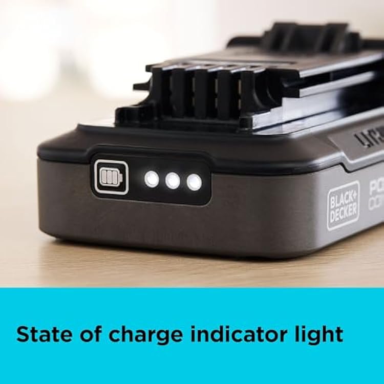 BLACK+DECKER 20V MAX POWERCONNECT 2.0 Ah Battery with State of Charge Indicator Light (LBD2020S)