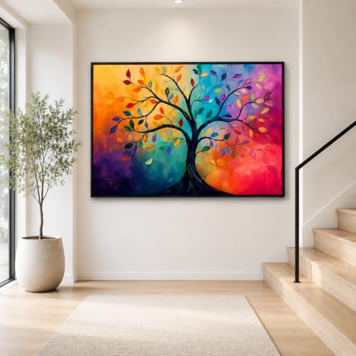 Image of Artsense Golden Tree of Life Wall Art Painting | Luxury Floral Tree Artwork with Birds | Nature Inspired Living Room Bedroom Office Hotel Wall Decor | Modern Abstract Botanical Wall Painting (ART-4)